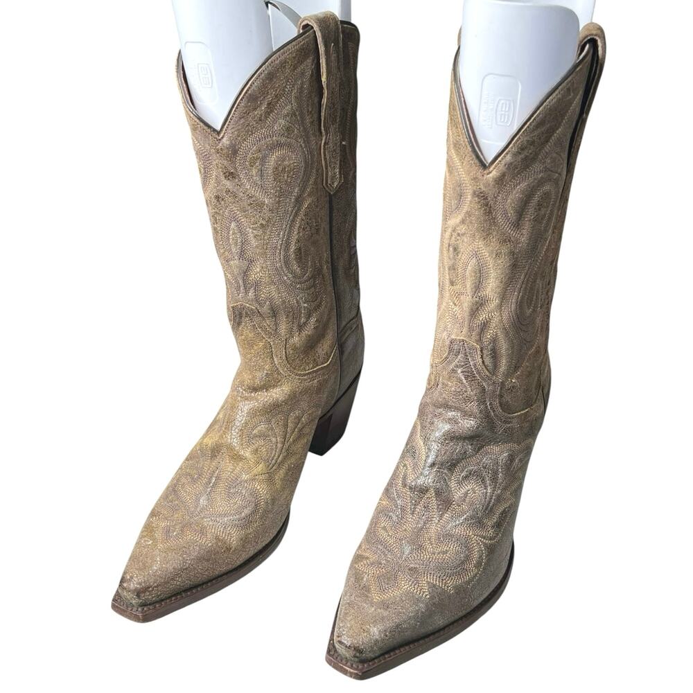 Dan Post Women’s El Paso Brown Distressed Embossed Cowgirl Boots Size US 7 M - Picture 6 of 10